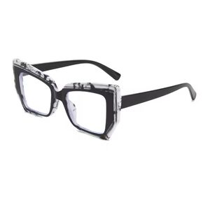 * Unisex Gradient Colorblock Square Frame Transparent Len Computer Glasses Black